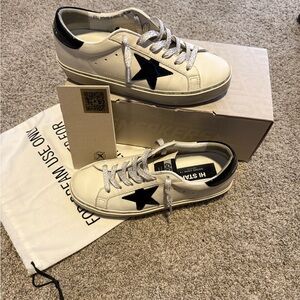 Golden Goose White and Black Star Sneakers